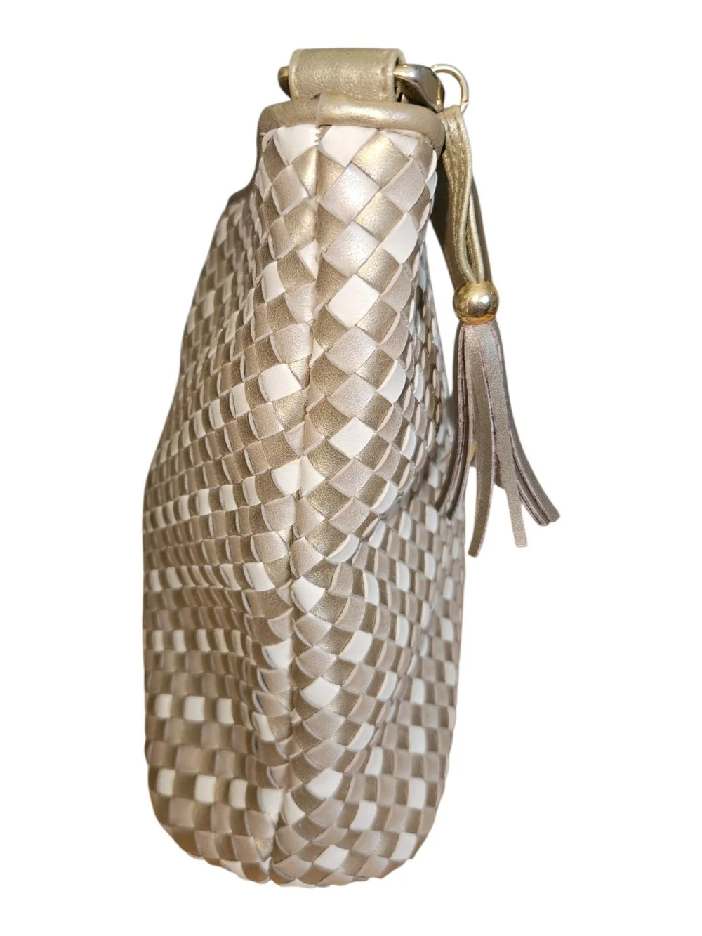 Worthington Metallic Gold & Ivory Woven Hobo Bag